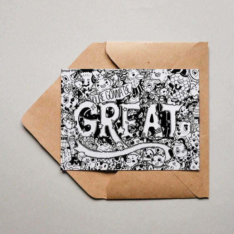 Postkarte Doodle YoureGonnaBeGreat