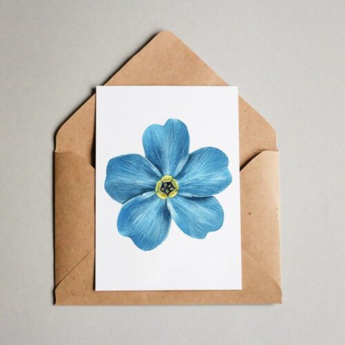 Postkarte Watercolor Blume Flachs