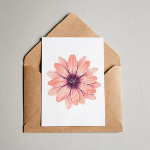 Postkarte Watercolor Blume Gerbera