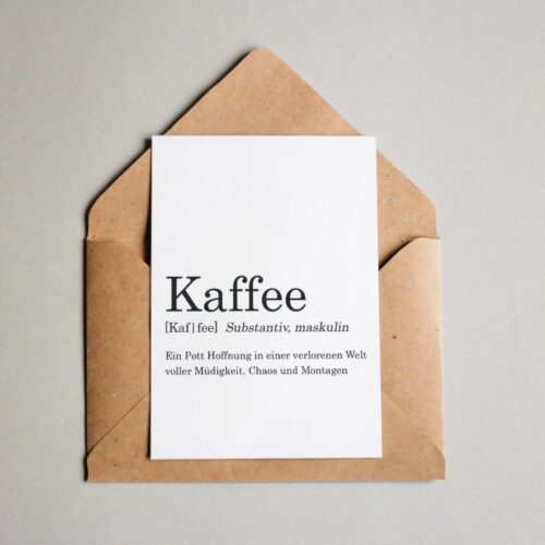 Postkarte Duden Typo Kaffee