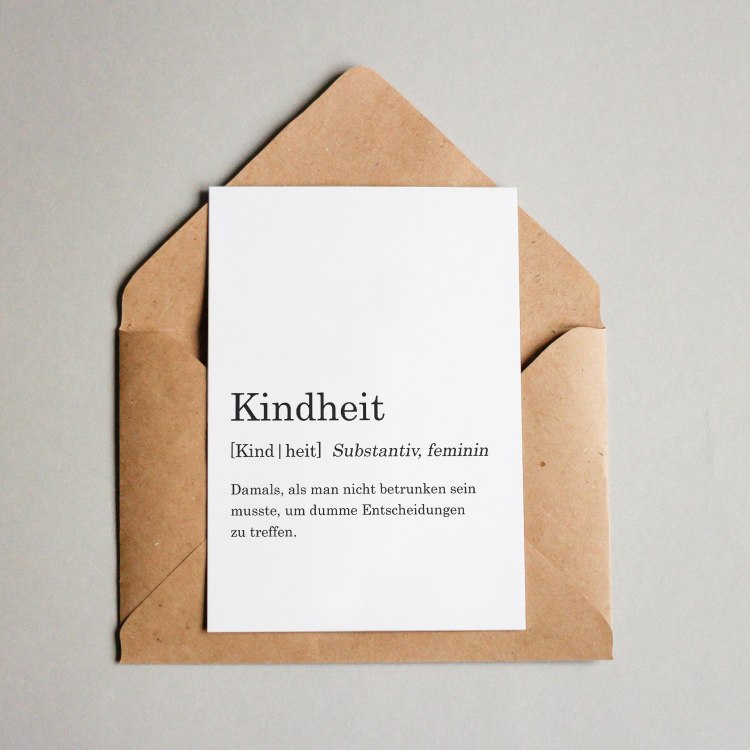 Postkarte Duden Typo Kindheit