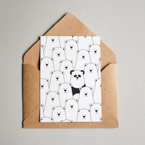 Postkarte Eisbaeren Und Panda