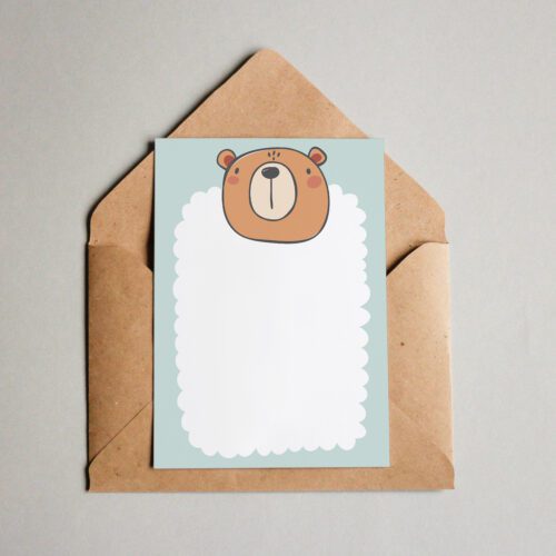 Postkarte Einladungskarte Bär