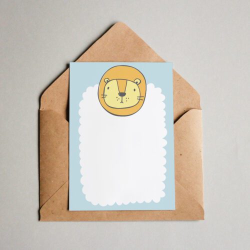 Postkarte Einladungskarte Löwe