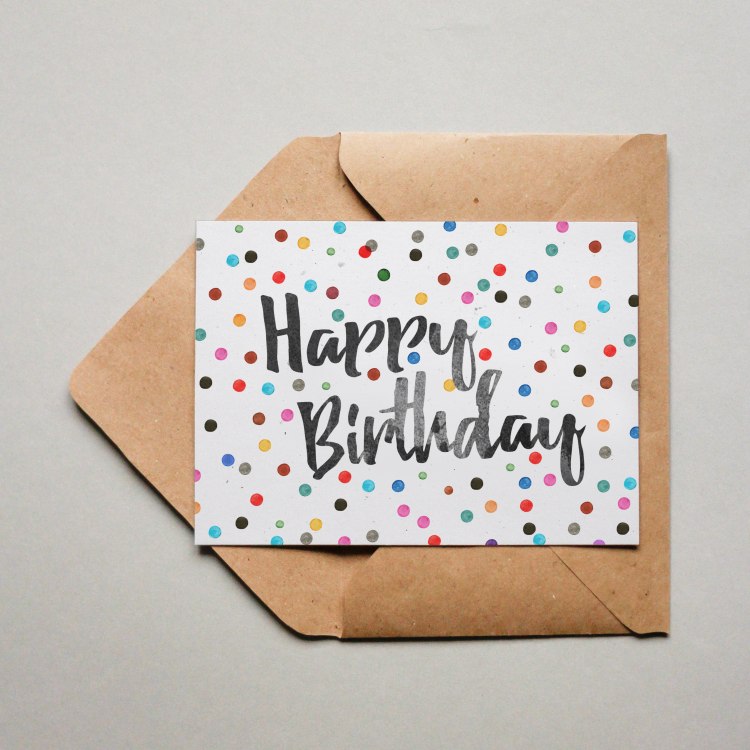 Postkarte Pünktchen Happy Birthday