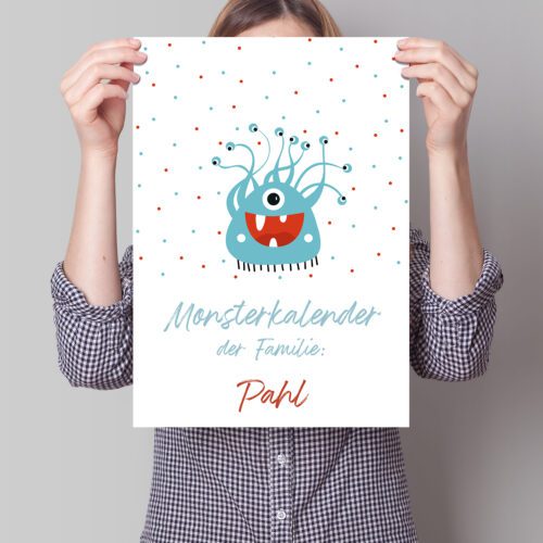 Familienkalender DIN A3 Nachfüllpack Monsters Deckblatt Woo