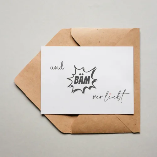 Postkarte - Und BÄM verliebt