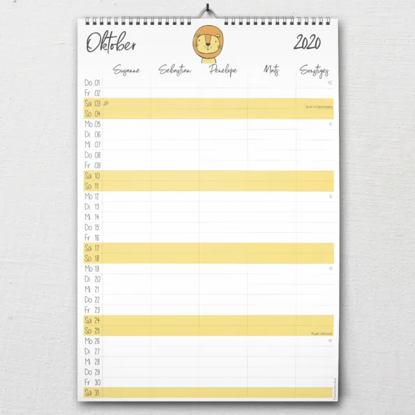 DIN-A2 Familienkalender